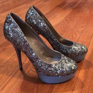 Free Press dark grey sequined party heels
